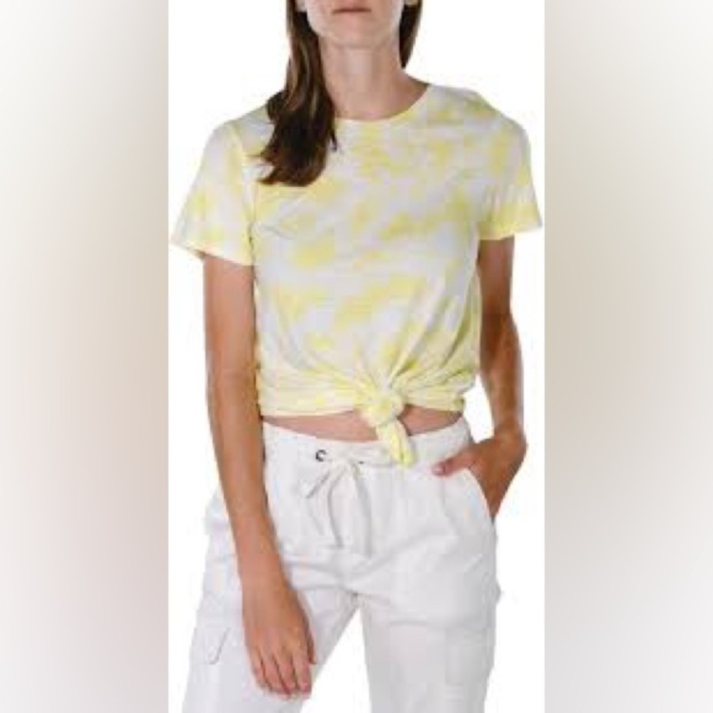 NWT Sanctuary yellow & white Perfect Knot cotton rayon tee, small.